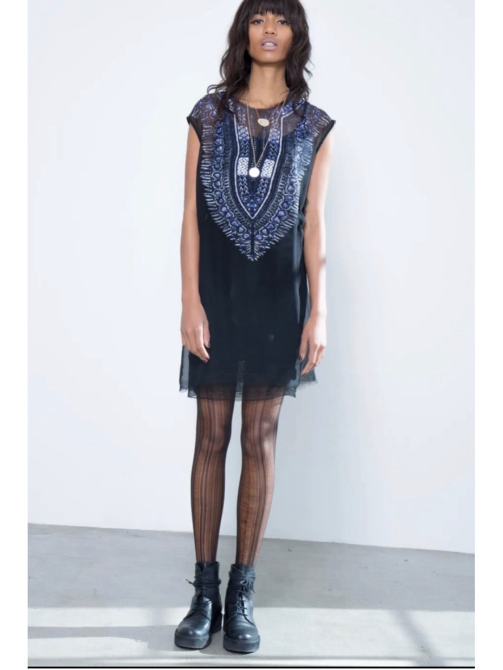 Raquel Allegra Runway Sheer Sleeveless Silk Tunic XS